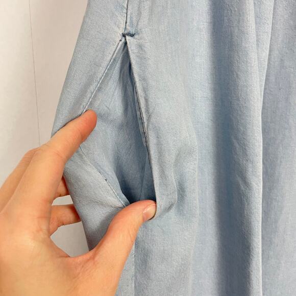 Sanctuary | Stella Flounce Blue Chambray Off the Shoulder Mini Dress - Picture 6 of 11